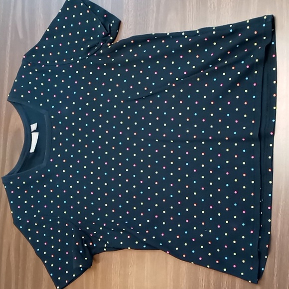 croft & barrow Tops - Croft & Barrow Black w Bright Dots Square Neck Tee XL